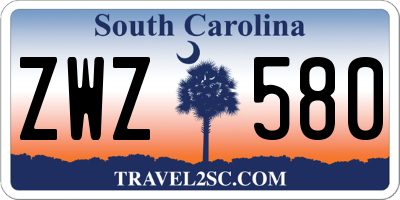 SC license plate ZWZ580