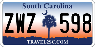 SC license plate ZWZ598