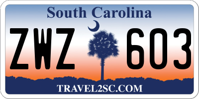 SC license plate ZWZ603