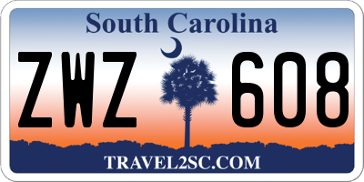 SC license plate ZWZ608