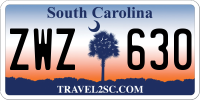 SC license plate ZWZ630
