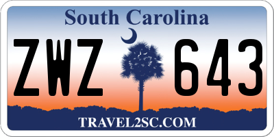 SC license plate ZWZ643