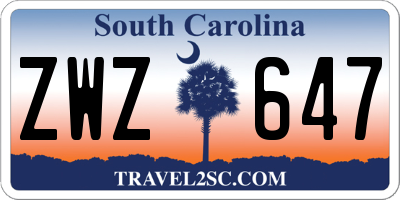 SC license plate ZWZ647