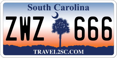 SC license plate ZWZ666