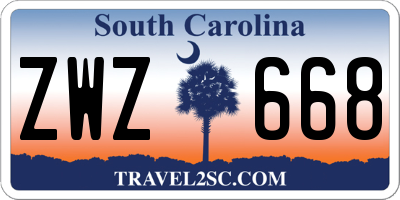 SC license plate ZWZ668