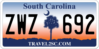SC license plate ZWZ692