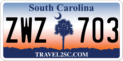 SC license plate ZWZ703