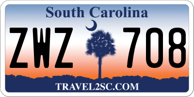 SC license plate ZWZ708