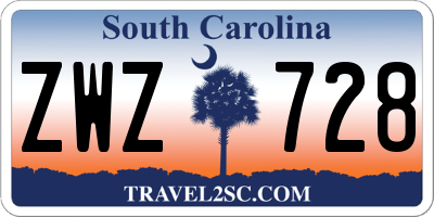 SC license plate ZWZ728
