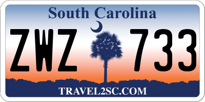 SC license plate ZWZ733