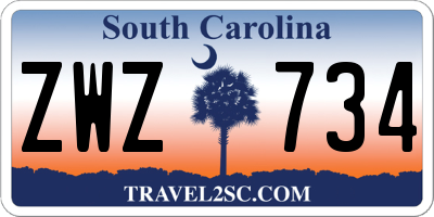 SC license plate ZWZ734