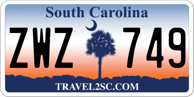 SC license plate ZWZ749