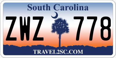 SC license plate ZWZ778