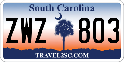 SC license plate ZWZ803