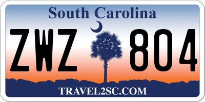 SC license plate ZWZ804