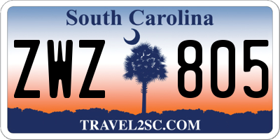 SC license plate ZWZ805