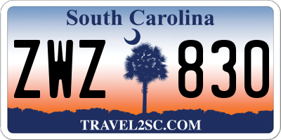 SC license plate ZWZ830