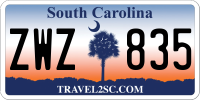 SC license plate ZWZ835