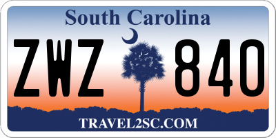 SC license plate ZWZ840