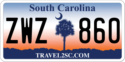SC license plate ZWZ860