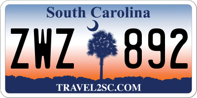 SC license plate ZWZ892