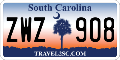 SC license plate ZWZ908