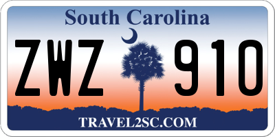 SC license plate ZWZ910