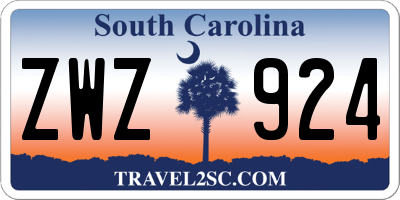 SC license plate ZWZ924