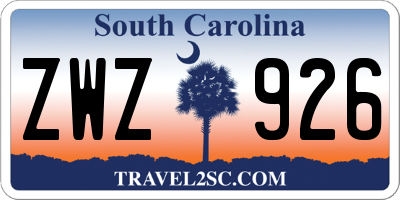 SC license plate ZWZ926