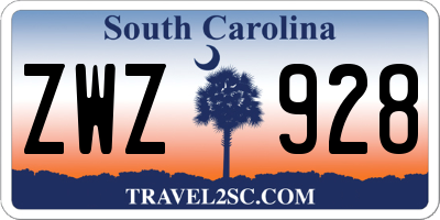 SC license plate ZWZ928
