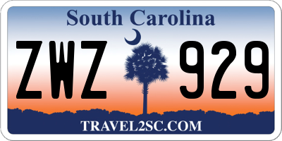 SC license plate ZWZ929