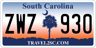 SC license plate ZWZ930
