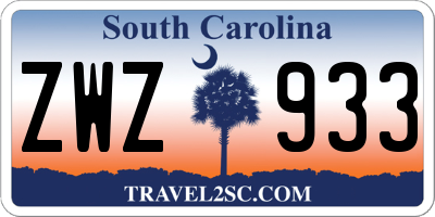 SC license plate ZWZ933