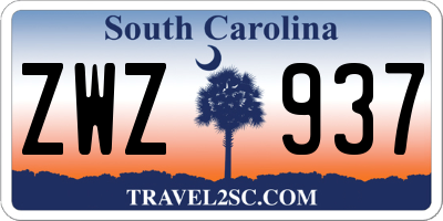SC license plate ZWZ937