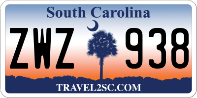 SC license plate ZWZ938