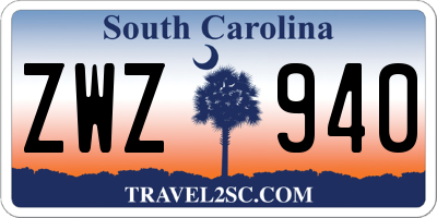 SC license plate ZWZ940