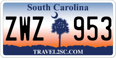 SC license plate ZWZ953