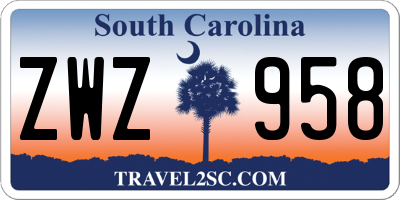 SC license plate ZWZ958