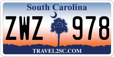 SC license plate ZWZ978