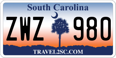 SC license plate ZWZ980