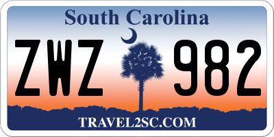 SC license plate ZWZ982