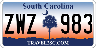 SC license plate ZWZ983