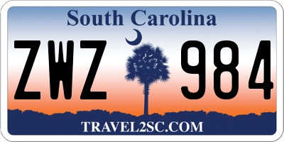 SC license plate ZWZ984