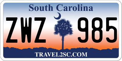 SC license plate ZWZ985