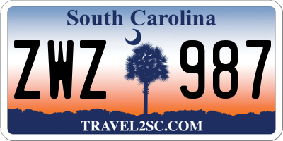 SC license plate ZWZ987