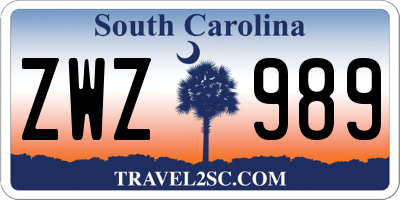 SC license plate ZWZ989