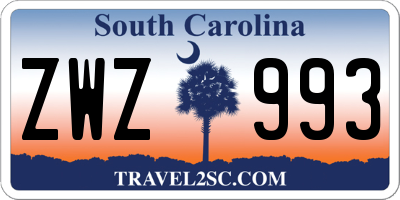 SC license plate ZWZ993