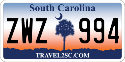 SC license plate ZWZ994