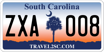 SC license plate ZXA008