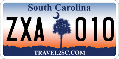 SC license plate ZXA010